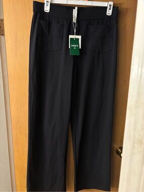 HALARA Black Wide-Leg Pull-On Pants with Front Patch Pockets